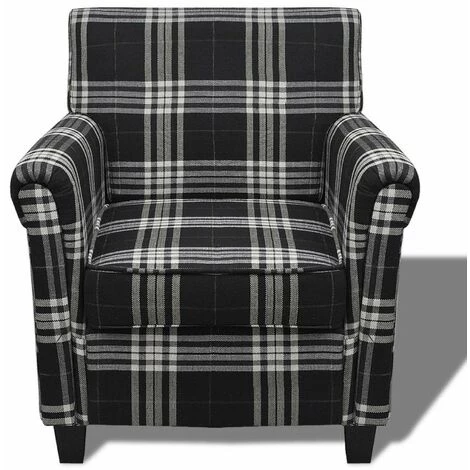 HAPPYSHOPPING Fauteuil Avec Coussin Noir Tissu 5 HAPPYSHOPPING Fauteuil Avec Coussin Noir Tissu – Image 3