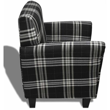 HAPPYSHOPPING Fauteuil Avec Coussin Noir Tissu 7 HAPPYSHOPPING Fauteuil Avec Coussin Noir Tissu – Image 5