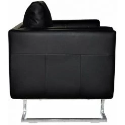 HAPPYSHOPPING Fauteuil Cube Avec Pieds Chromes Noir Similicuir 11 HAPPYSHOPPING Fauteuil Cube Avec Pieds Chromes Noir Similicuir -Pas Cher Fauteuil Magasin 39453138 5