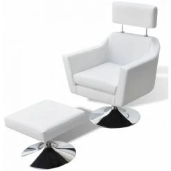HAPPYSHOPPING Fauteuil TV Blanc Similicuir