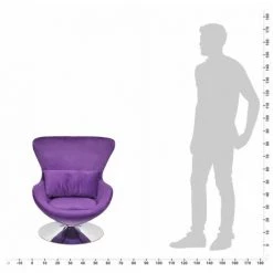 HAPPYSHOPPING Fauteuil Pivotant En Forme D’œuf Avec Coussin Violet Velours -Pas Cher Fauteuil Magasin 39453180 2
