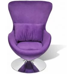 HAPPYSHOPPING Fauteuil Pivotant En Forme D’œuf Avec Coussin Violet Velours -Pas Cher Fauteuil Magasin 39453180 3