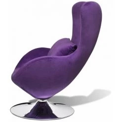 HAPPYSHOPPING Fauteuil Pivotant En Forme D’œuf Avec Coussin Violet Velours -Pas Cher Fauteuil Magasin 39453180 4