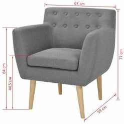 HAPPYSHOPPING Fauteuil Gris Clair Tissu -Pas Cher Fauteuil Magasin 39453882 2