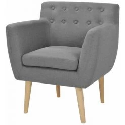 HAPPYSHOPPING Fauteuil Gris Clair Tissu -Pas Cher Fauteuil Magasin 39453882 3