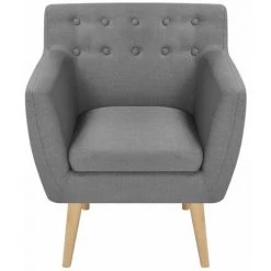 HAPPYSHOPPING Fauteuil Gris Clair Tissu -Pas Cher Fauteuil Magasin 39453882 4