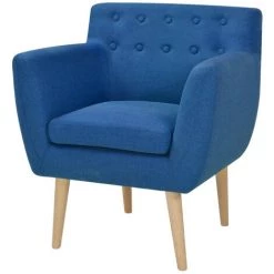 HAPPYSHOPPING Fauteuil Bleu Tissu