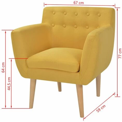 HAPPYSHOPPING Fauteuil Jaune Tissu 5 HAPPYSHOPPING Fauteuil Jaune Tissu – Image 3
