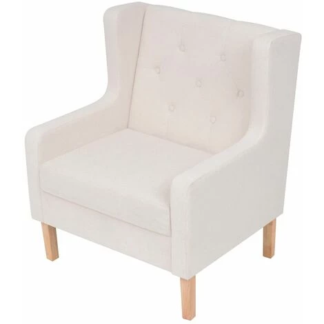 HAPPYSHOPPING Fauteuil Blanc Creme Tissu 5 HAPPYSHOPPING Fauteuil Blanc Creme Tissu – Image 3