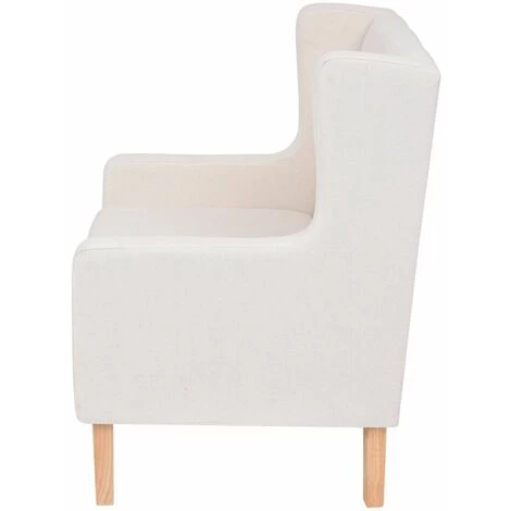 HAPPYSHOPPING Fauteuil Blanc Creme Tissu 7 HAPPYSHOPPING Fauteuil Blanc Creme Tissu – Image 5