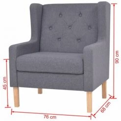 HAPPYSHOPPING Fauteuil Gris Tissu -Pas Cher Fauteuil Magasin 39454330 3