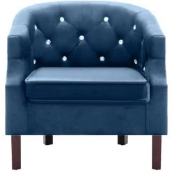 HAPPYSHOPPING Fauteuil Bleu Velours -Pas Cher Fauteuil Magasin 39454690 3