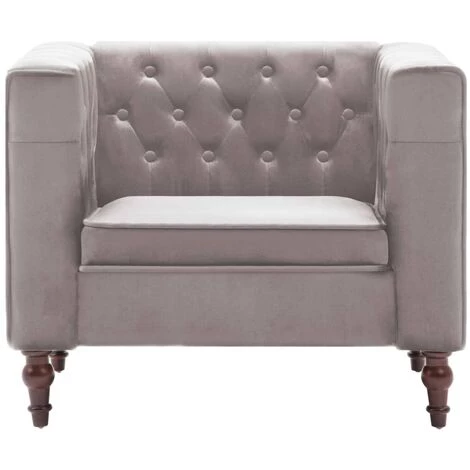 HAPPYSHOPPING Fauteuil Gris Velours 7 HAPPYSHOPPING Fauteuil Gris Velours – Image 5