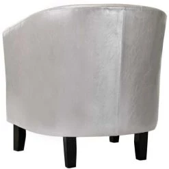 HAPPYSHOPPING Fauteuil Argente Similicuir -Pas Cher Fauteuil Magasin 39455175 3