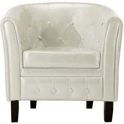 HAPPYSHOPPING Fauteuil Blanc Similicuir -Pas Cher Fauteuil Magasin 39455179 4