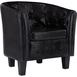 HAPPYSHOPPING Fauteuil Noir Similicuir -Pas Cher Fauteuil Magasin 39455214 2