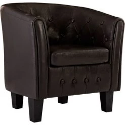 HAPPYSHOPPING Fauteuil Marron Similicuir 8 HAPPYSHOPPING Fauteuil Marron Similicuir -Pas Cher Fauteuil Magasin 39455217 2