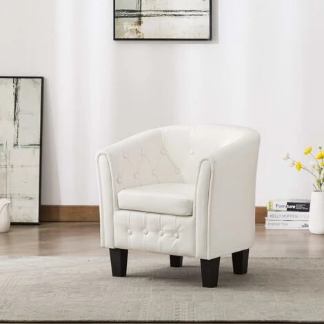 HAPPYSHOPPING Fauteuil Blanc Similicuir 3 HAPPYSHOPPING Fauteuil Blanc Similicuir