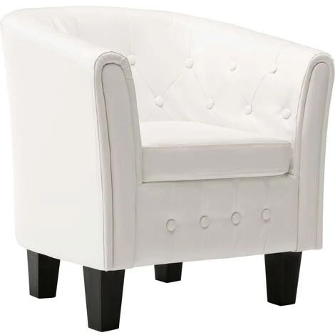 HAPPYSHOPPING Fauteuil Blanc Similicuir 4 HAPPYSHOPPING Fauteuil Blanc Similicuir – Image 2