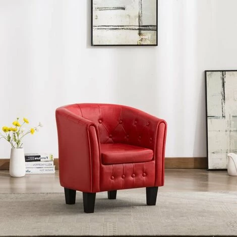 HAPPYSHOPPING Fauteuil Rouge Similicuir 3 HAPPYSHOPPING Fauteuil Rouge Similicuir