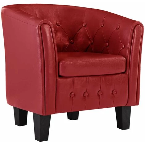 HAPPYSHOPPING Fauteuil Rouge Similicuir 4 HAPPYSHOPPING Fauteuil Rouge Similicuir – Image 2