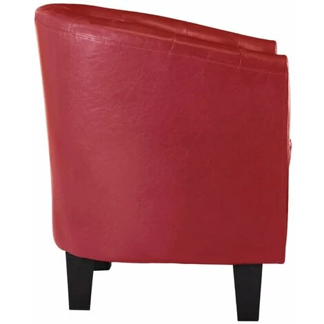 HAPPYSHOPPING Fauteuil Rouge Similicuir 6 HAPPYSHOPPING Fauteuil Rouge Similicuir – Image 4