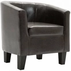 HAPPYSHOPPING Fauteuil Marron Fonce Similicuir -Pas Cher Fauteuil Magasin 39455239 2