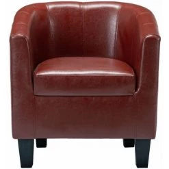 HAPPYSHOPPING Fauteuil Avec Repose-pied Rouge Bordeaux Similicuir -Pas Cher Fauteuil Magasin 39455251 5