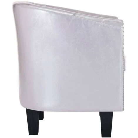 HAPPYSHOPPING Fauteuil Argente Brillant Similicuir 5 HAPPYSHOPPING Fauteuil Argente Brillant Similicuir – Image 3