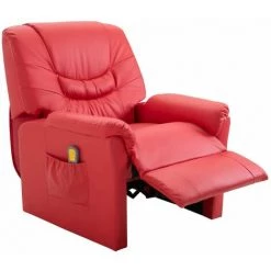 HAPPYSHOPPING Fauteuil De Massage Rouge Similicuir -Pas Cher Fauteuil Magasin 39455342 5