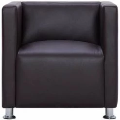HAPPYSHOPPING Fauteuil Cube Marron Similicuir -Pas Cher Fauteuil Magasin 39456788 5