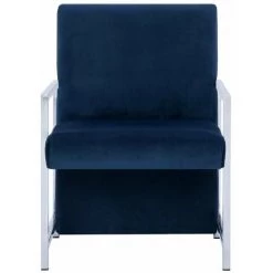 HAPPYSHOPPING Fauteuil Avec Pieds En Chrome Bleu Velours 10 HAPPYSHOPPING Fauteuil Avec Pieds En Chrome Bleu Velours -Pas Cher Fauteuil Magasin 39456795 4