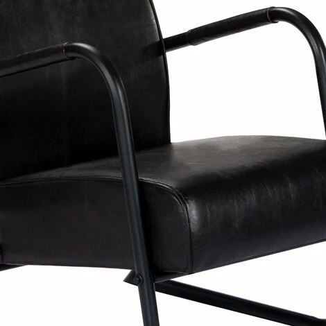 HAPPYSHOPPING Fauteuil De Repos Noir Cuir Veritable 6 HAPPYSHOPPING Fauteuil De Repos Noir Cuir Veritable – Image 4
