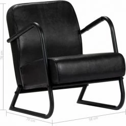 HAPPYSHOPPING Fauteuil De Repos Noir Cuir Veritable 11 HAPPYSHOPPING Fauteuil De Repos Noir Cuir Veritable -Pas Cher Fauteuil Magasin 39457026 5
