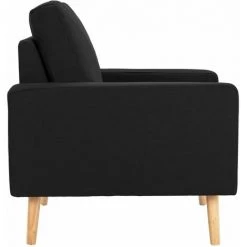 HAPPYSHOPPING Fauteuil Noir Tissu -Pas Cher Fauteuil Magasin 39502661 4
