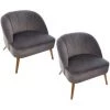 Lot De 2 Fauteuil Velours Naova GRIS Atmosphera -Pas Cher Fauteuil Magasin 39590939 1