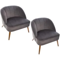 Lot De 2 Fauteuil Velours Naova GRIS Atmosphera