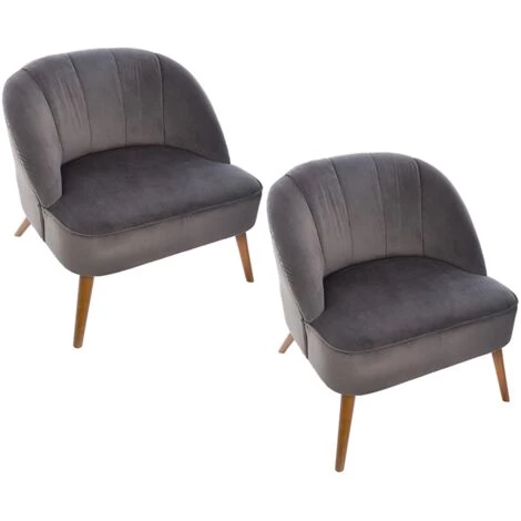 Lot De 2 Fauteuil Velours Naova GRIS Atmosphera 3 Lot De 2 Fauteuil Velours Naova GRIS Atmosphera