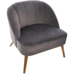 Lot De 2 Fauteuil Velours Naova GRIS Atmosphera 9 Lot De 2 Fauteuil Velours Naova GRIS Atmosphera -Pas Cher Fauteuil Magasin 39590939 3