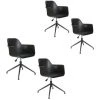 THE HOME DECO FACTORY Lot De 4 Fauteuils Pivotants Chicago Noir Home Deco Factory -Pas Cher Fauteuil Magasin 39590947 1