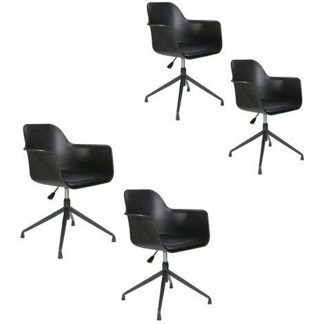 THE HOME DECO FACTORY Lot De 4 Fauteuils Pivotants Chicago Noir Home Deco Factory 3 THE HOME DECO FACTORY Lot De 4 Fauteuils Pivotants Chicago Noir Home Deco Factory