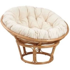 AUBRY GASPARD Fauteuil Papasan En Rotin Avec Coussin écru Naturel - Naturel