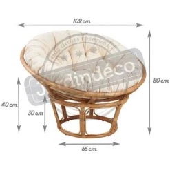 AUBRY GASPARD Fauteuil Papasan En Rotin Avec Coussin écru Naturel - Naturel -Pas Cher Fauteuil Magasin 396142 3