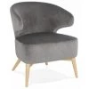 Paris Prix - Fauteuil Vintage Velours "poma" 72cm Gris & Naturel -Pas Cher Fauteuil Magasin 39629849 1