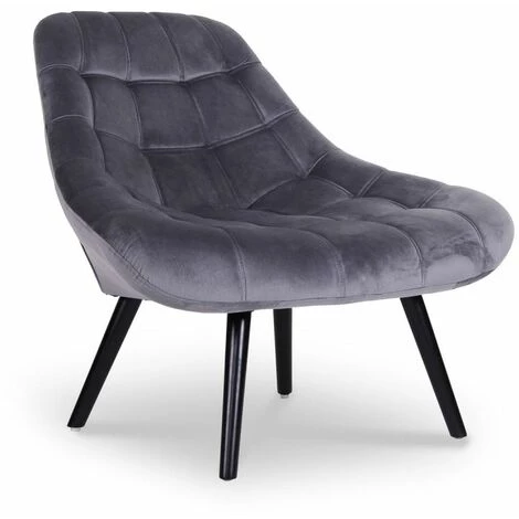 Paris Prix - Fauteuil Scandinave En Velours "johan" 102cm Gris 3 Paris Prix - Fauteuil Scandinave En Velours "johan" 102cm Gris