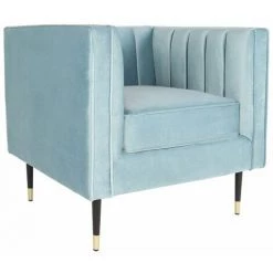 Paris Prix - Fauteuil Design En Velours "goya" 76cm Bleu