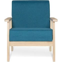 IDMARKET Fauteuil Scandinave ANDERS En Tissu Bleu Canard - Bleu -Pas Cher Fauteuil Magasin 39647618 3