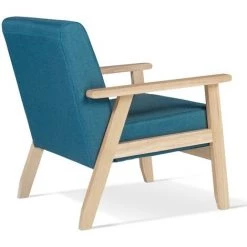 IDMARKET Fauteuil Scandinave ANDERS En Tissu Bleu Canard - Bleu -Pas Cher Fauteuil Magasin 39647618 4
