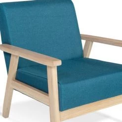 IDMARKET Fauteuil Scandinave ANDERS En Tissu Bleu Canard - Bleu -Pas Cher Fauteuil Magasin 39647618 5