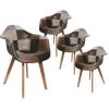 THE HOME DECO FACTORY Lot De 4 Fauteuils En Bois Et Simili Cuir Home Deco Factory 2 THE HOME DECO FACTORY Lot De 4 Fauteuils En Bois Et Simili Cuir Home Deco Factory -Pas Cher Fauteuil Magasin 39685326 1